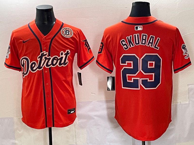 Men 2025 Detroit Tigers #29 Skubal Orange Fashion Nike MLB Jersey style 7156